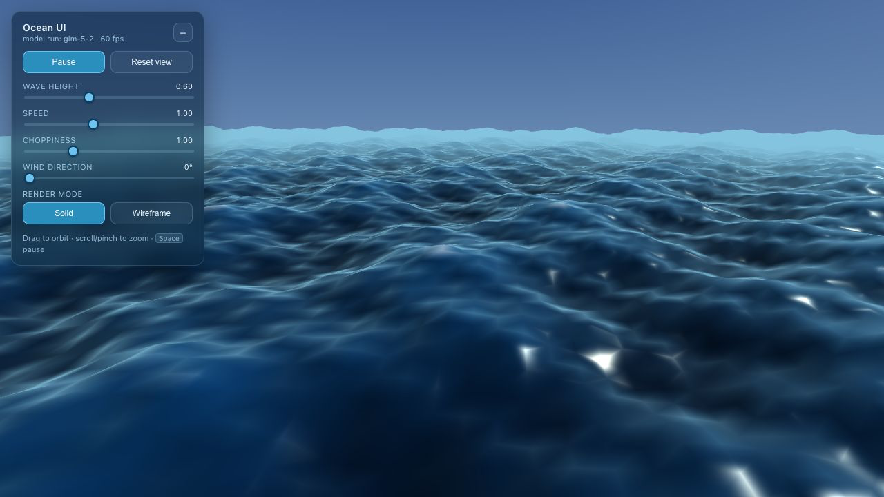 glm-5.2 ocean UI screenshot
